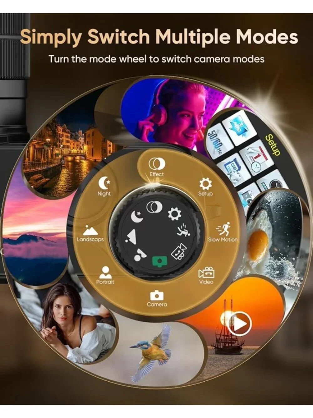 4K Digital Camera for Photography with WiFi, 64MP Autofocus 16XZoom Vlogging Cam